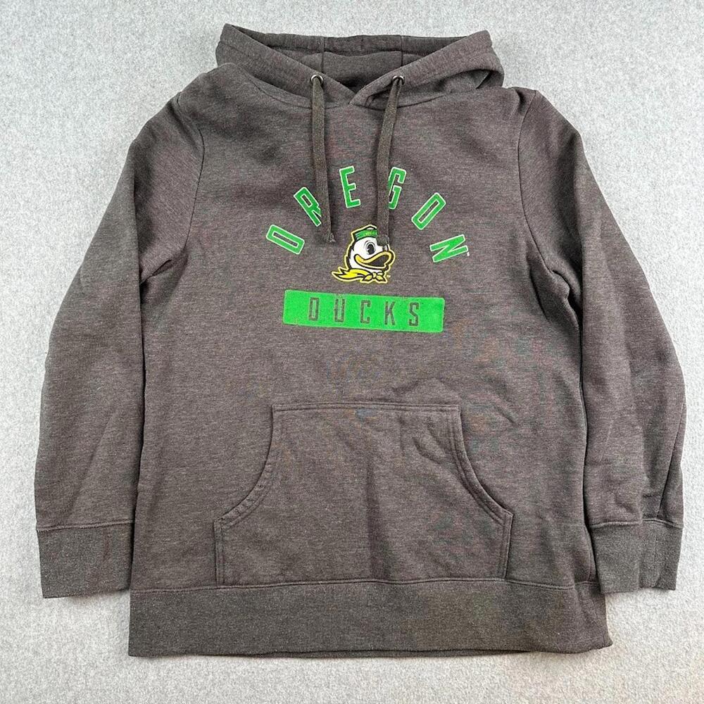 Oregon Ducks Hoodie Large Grey Logo Fanatics Green NCAA Football Basketball
